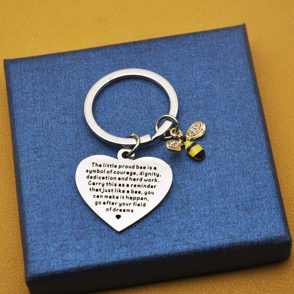 the Little Proud Bee Is a Little Bee Stainless Steel Keychain