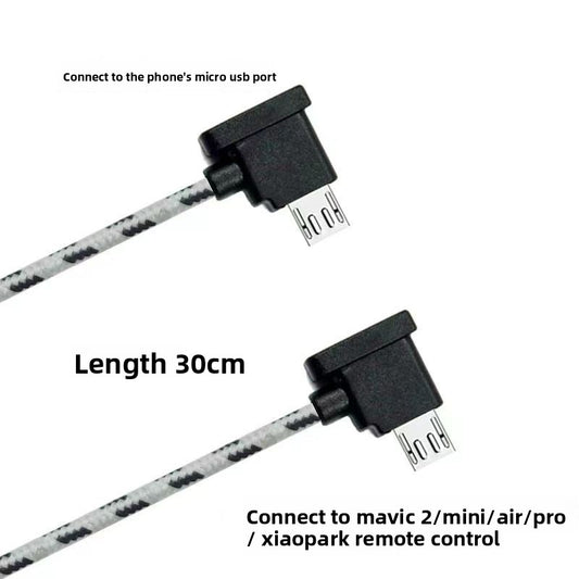 The mobile phone is connected to the data cable