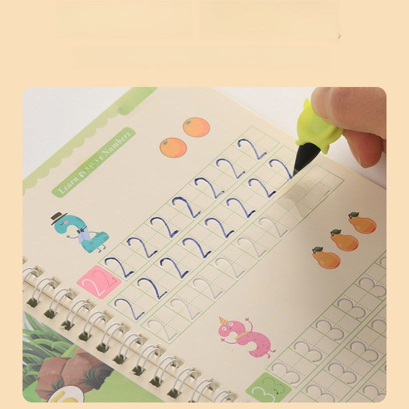 The new cross-border English version of the children's groove practice copybook control pen training magic practice copybook tracing red in stock