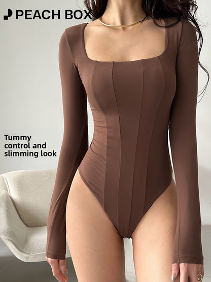 The one-piece fitness suit makes women look beautiful and slimmer.