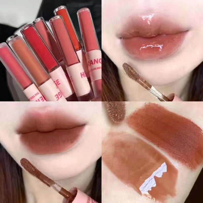 The Qule double-head lip gloss has a transparent
