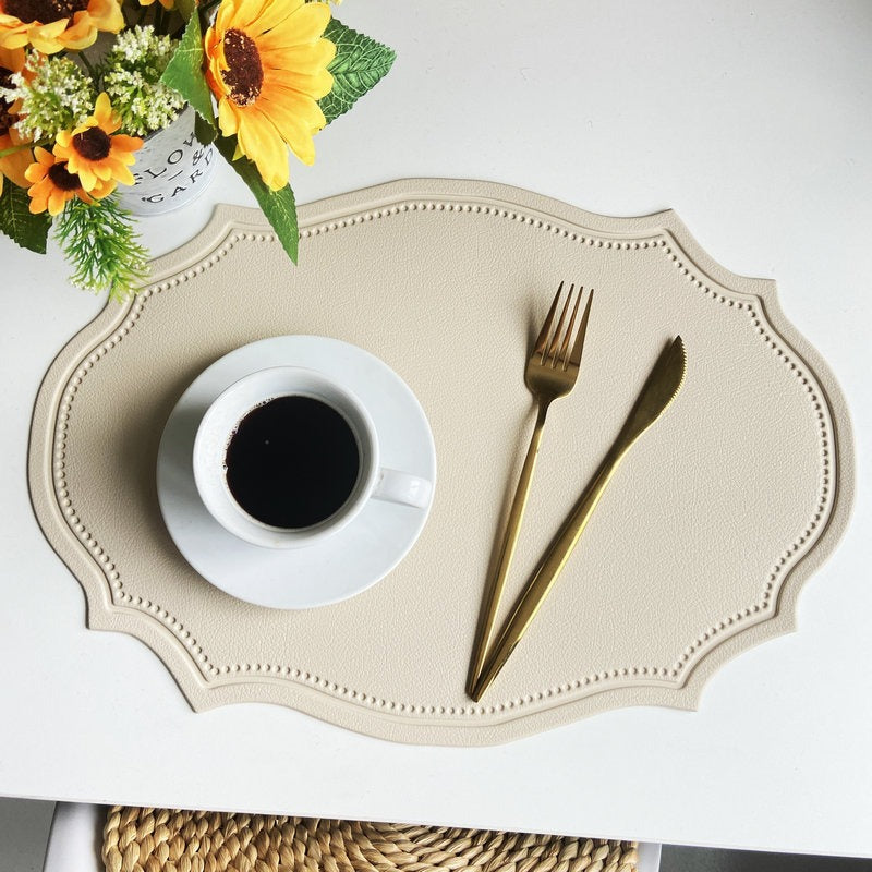The retro faux leather placemats are waterproof
