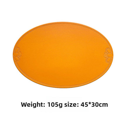 The retro faux leather placemats are waterproof