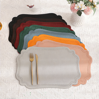The retro faux leather placemats are waterproof