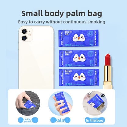 The small package of wet toilet paper is portable