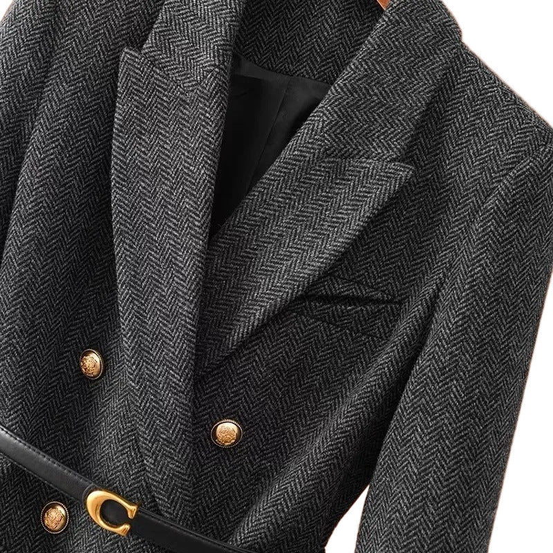 The suit jacket is made of wool