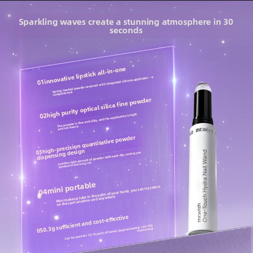 The water light stick creates a dazzling manicure on the fingertips