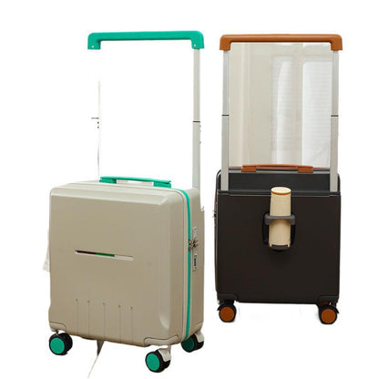 The wide-handle suitcase is small and cute