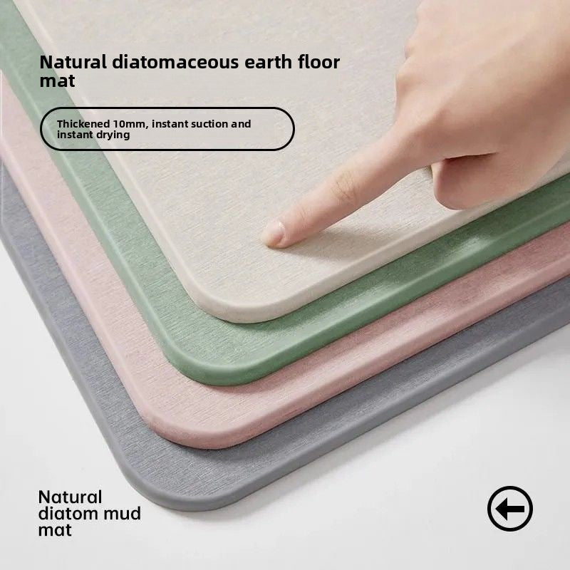 Thick Absorbent Diatomite Bathroom Floor Mat, Quick Dry Anti-Slip