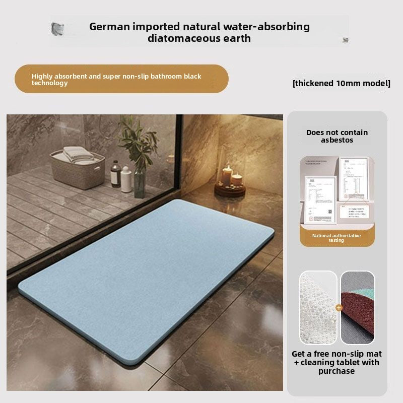 Thick Absorbent Diatomite Bathroom Floor Mat, Quick Dry Anti-Slip