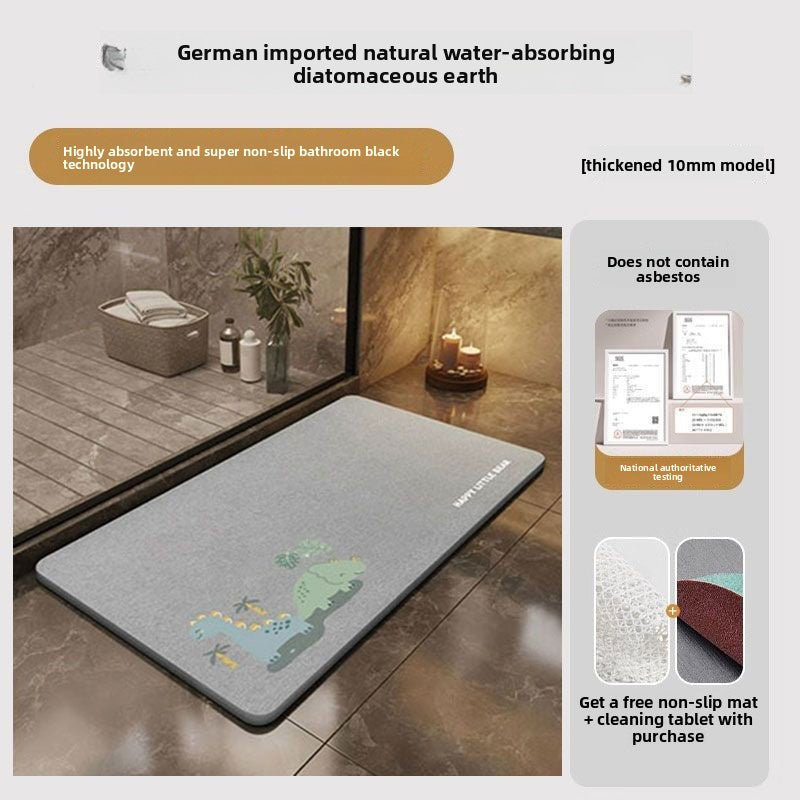 Thick Absorbent Diatomite Bathroom Floor Mat, Quick Dry Anti-Slip