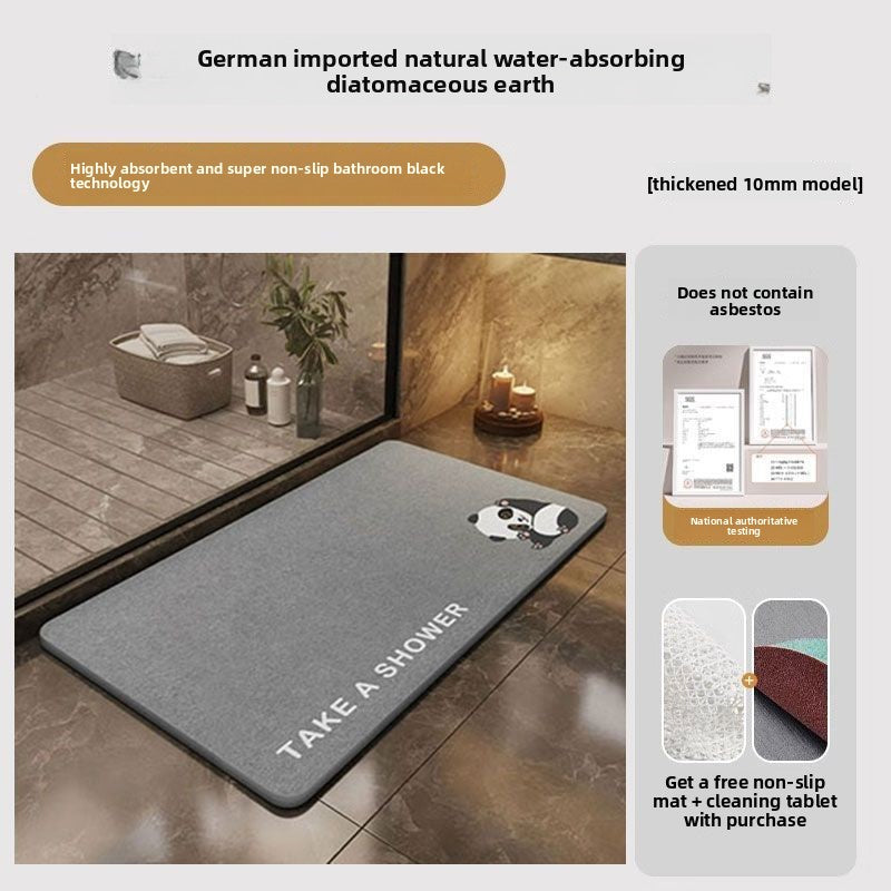 Thick Absorbent Diatomite Bathroom Floor Mat, Quick Dry Anti-Slip
