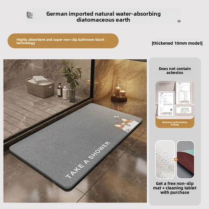 Thick Absorbent Diatomite Bathroom Floor Mat, Quick Dry Anti-Slip