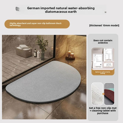 Thick Absorbent Diatomite Bathroom Floor Mat, Quick Dry Anti-Slip
