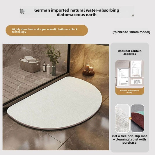 Thick Absorbent Diatomite Bathroom Floor Mat, Quick Dry Anti-Slip