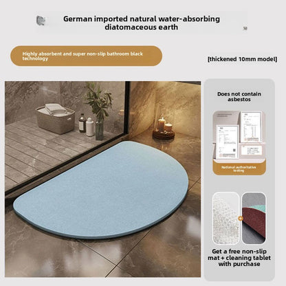 Thick Absorbent Diatomite Bathroom Floor Mat, Quick Dry Anti-Slip