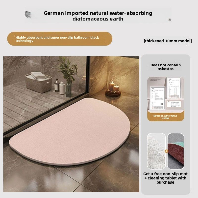 Thick Absorbent Diatomite Bathroom Floor Mat, Quick Dry Anti-Slip