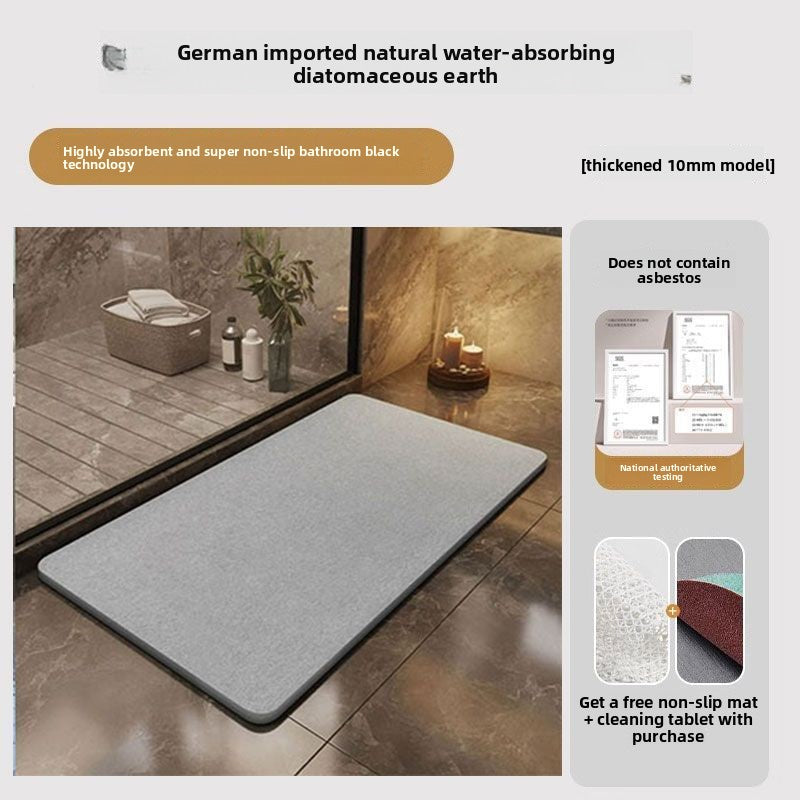 Thick Absorbent Diatomite Bathroom Floor Mat, Quick Dry Anti-Slip