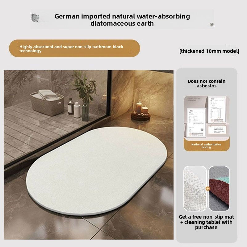 Thick Absorbent Diatomite Bathroom Floor Mat, Quick Dry Anti-Slip