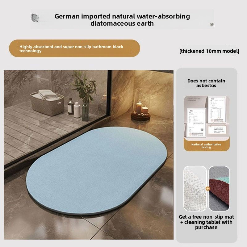 Thick Absorbent Diatomite Bathroom Floor Mat, Quick Dry Anti-Slip