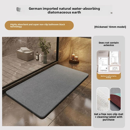Thick Absorbent Diatomite Bathroom Floor Mat, Quick Dry Anti-Slip