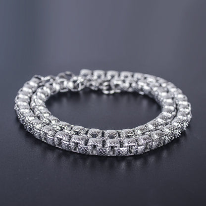 Thick Chain Square Pearl Titanium Steel Bracelet