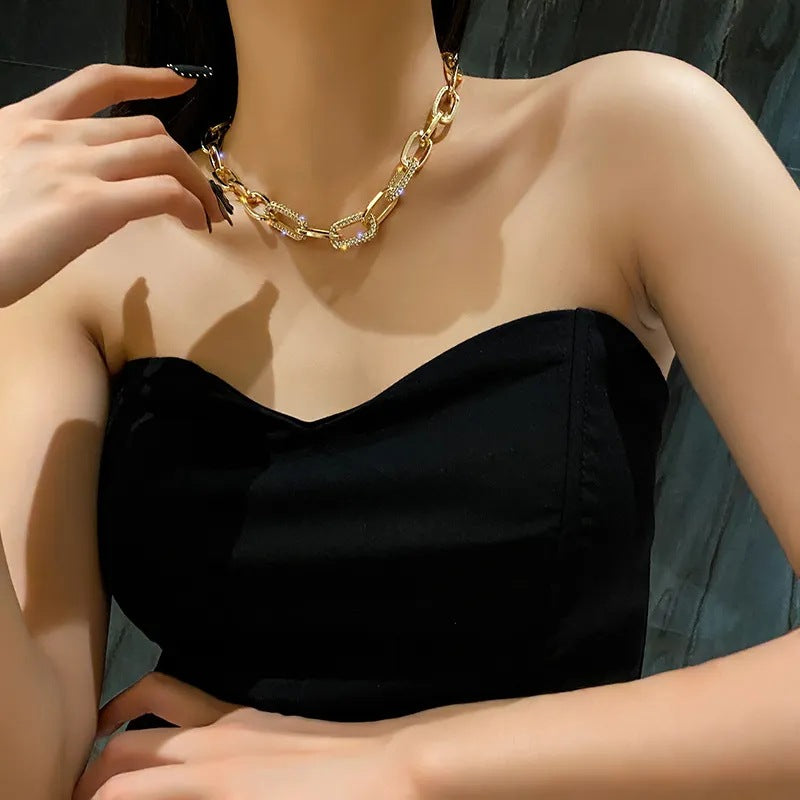 Thick Chain Zircon Necklace
