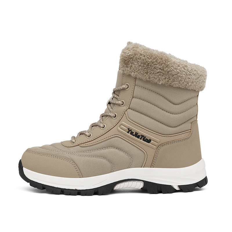 Thick-fabric insulated snow boots