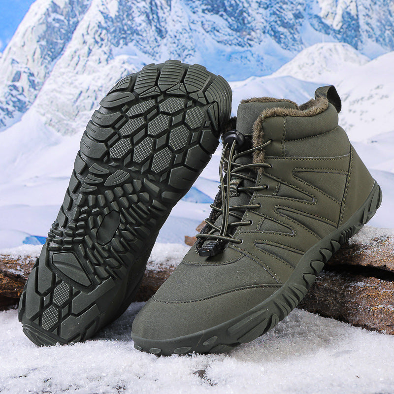 Thick-fabric insulated waterproof snow boots