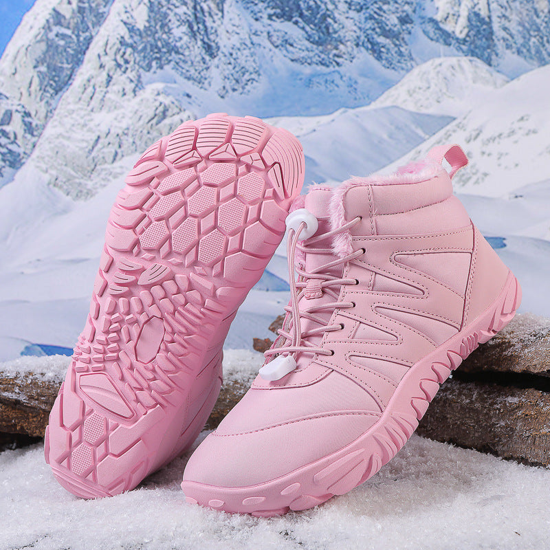 Thick-fabric insulated waterproof snow boots