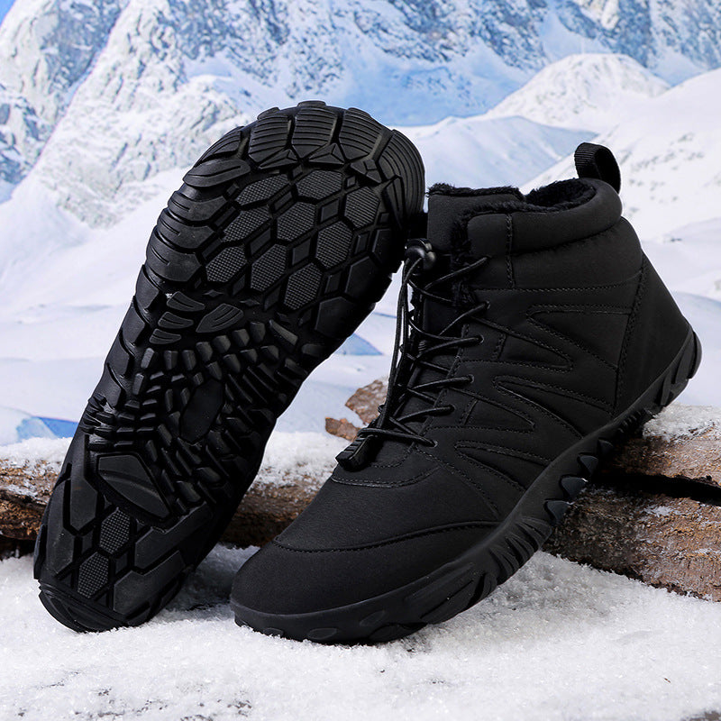 Thick-fabric insulated waterproof snow boots