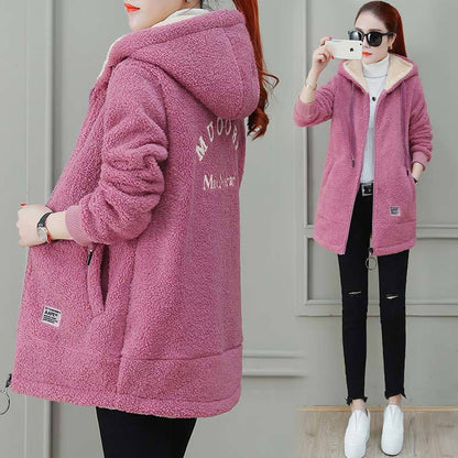 Thick-fabric padded women's hoodie