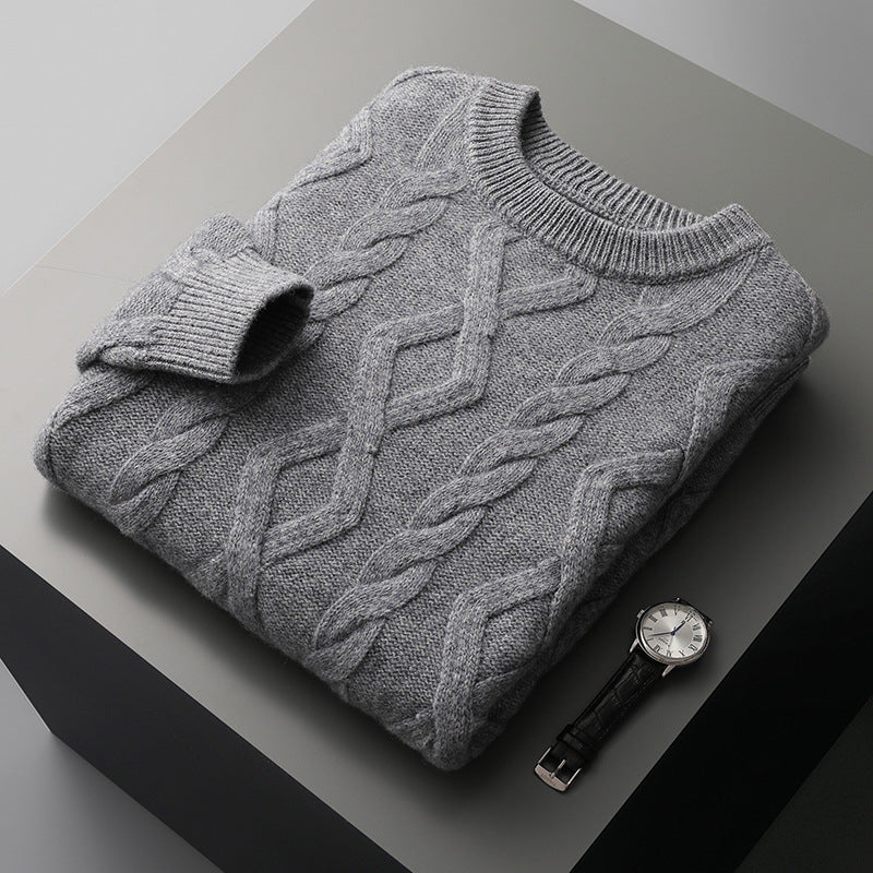 Thick-fabric round-neck wool sweater