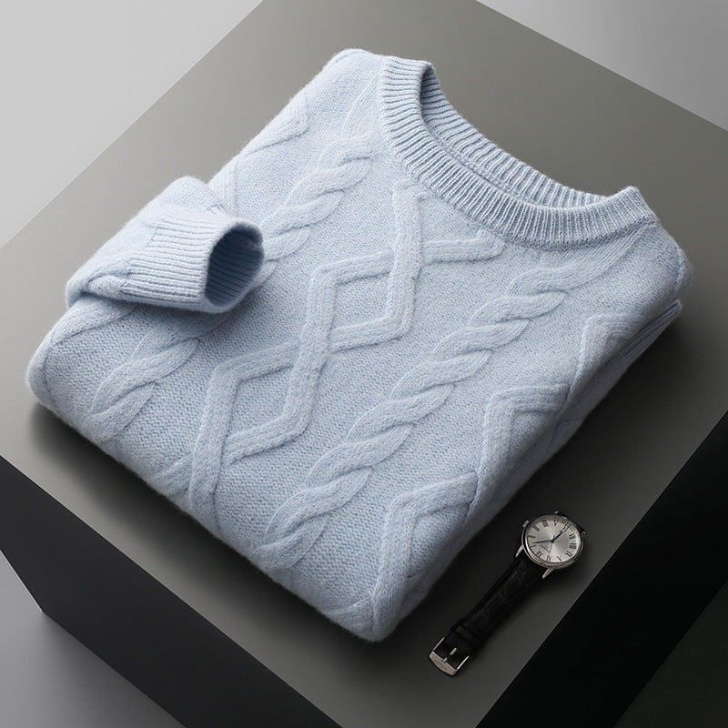 Thick-fabric round-neck wool sweater