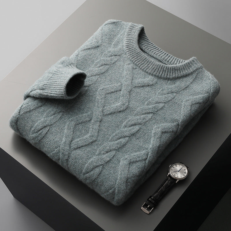 Thick-fabric round-neck wool sweater