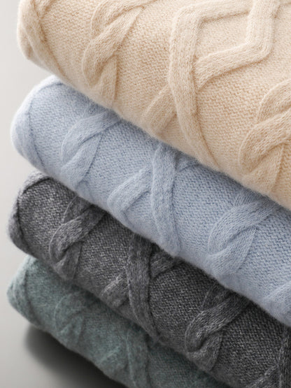 Thick-fabric round-neck wool sweater