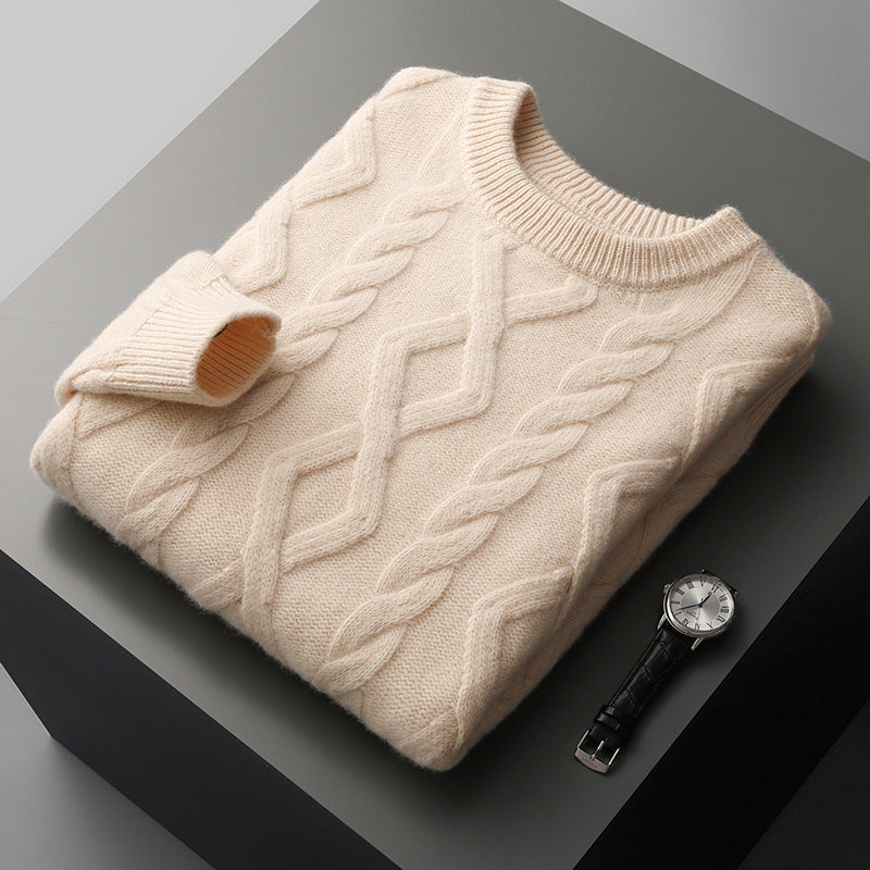 Thick-fabric round-neck wool sweater