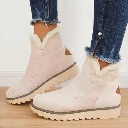 Thick-fabric snow boots with fur lining