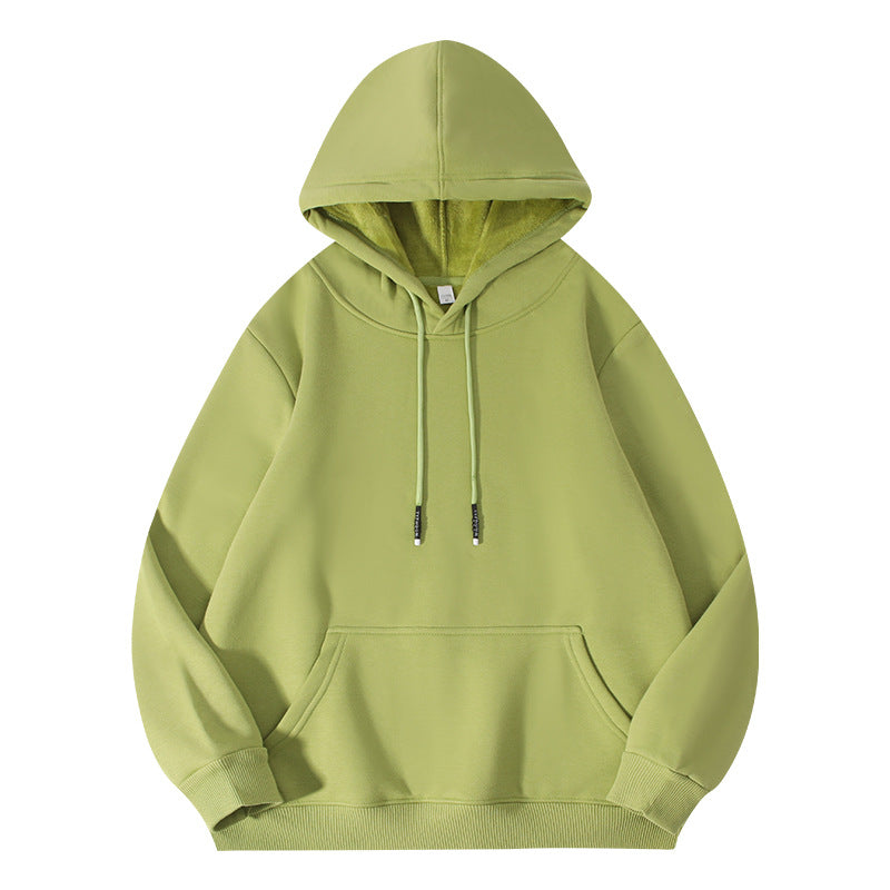 Thick-fiber hooded cotton long-sleeved hoodie