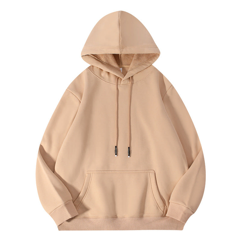 Thick-fiber hooded cotton long-sleeved hoodie