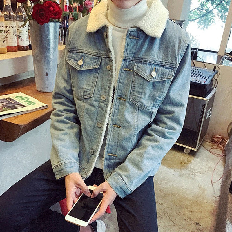 Thick-fibered denim jacket