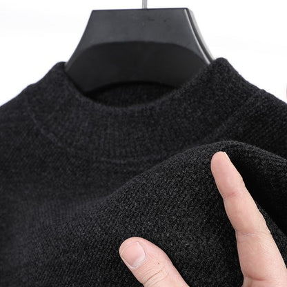 Thick-fibered warm-up pure-color sweater