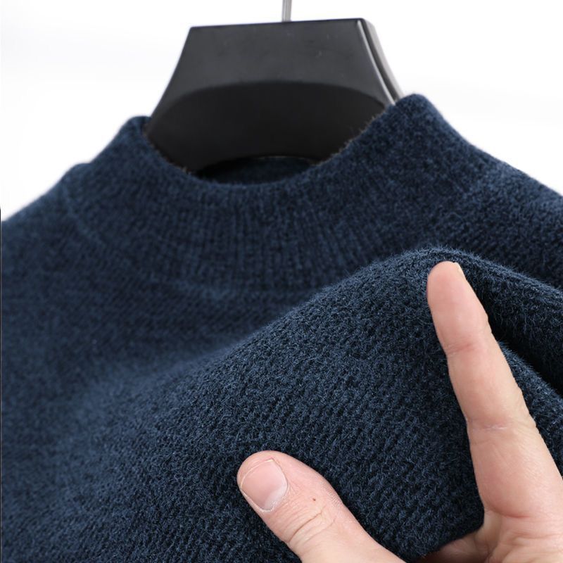 Thick-fibered warm-up pure-color sweater