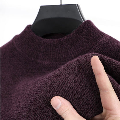 Thick-fibered warm-up pure-color sweater