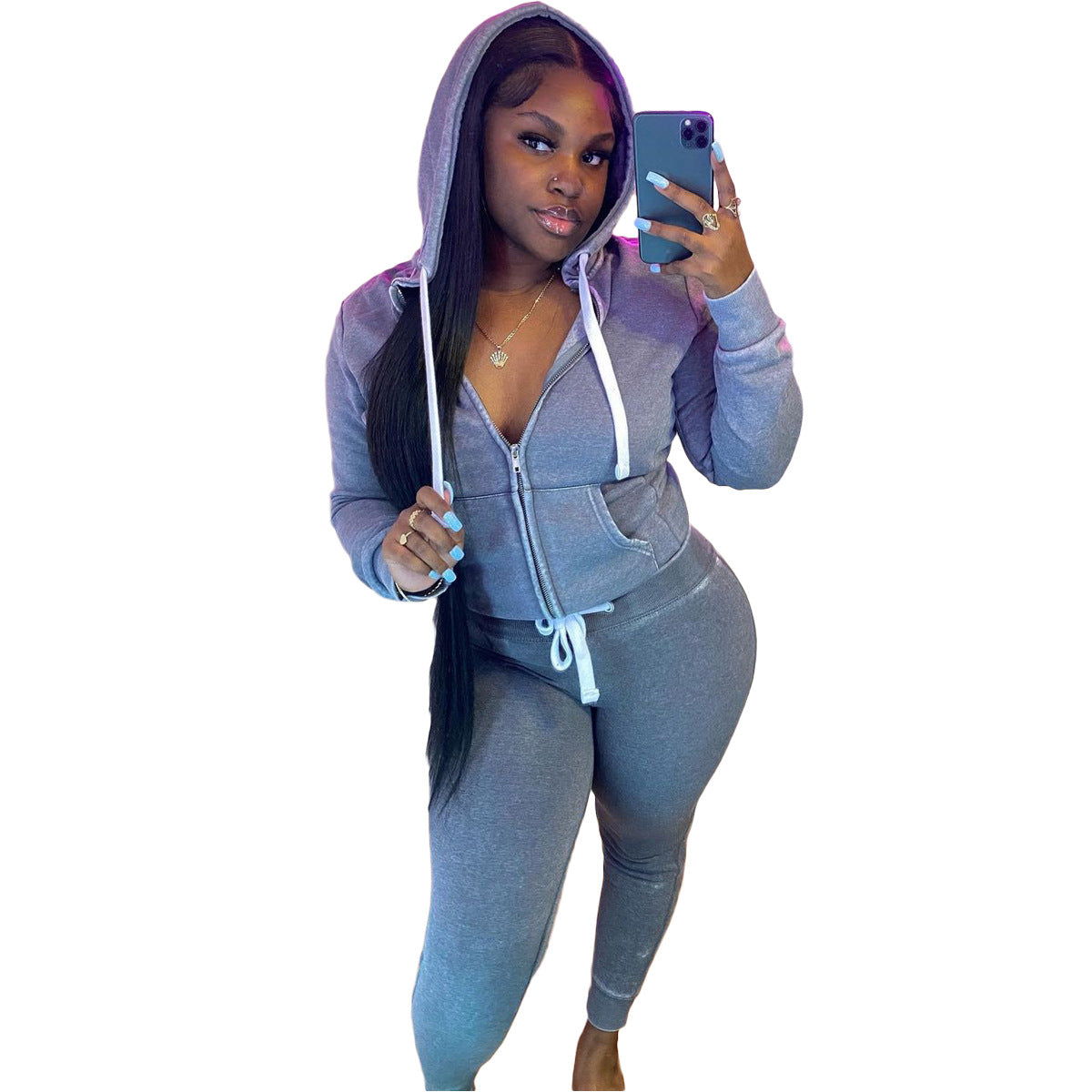 Thick fleece pullover sport casual outfit