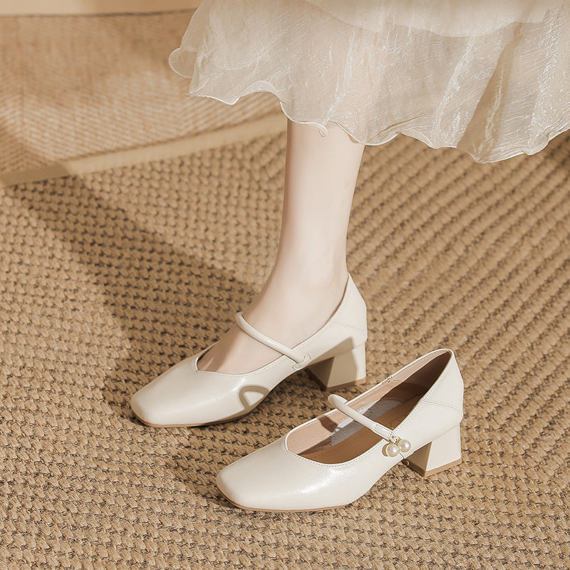 Thick Heel Square Toe Shoes