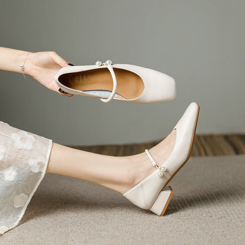 Thick Heel Square Toe Shoes