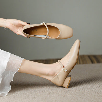 Thick Heel Square Toe Shoes