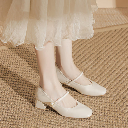 Thick Heel Square Toe Shoes