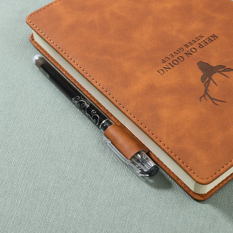 Thick leather-bound notepad